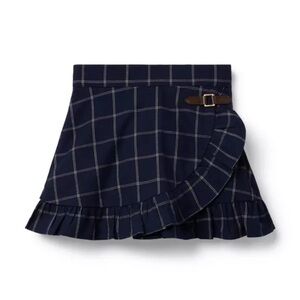 Janie and Jack Navy Windowpane Ruffle Wrap Skirt with Bridle Buckle